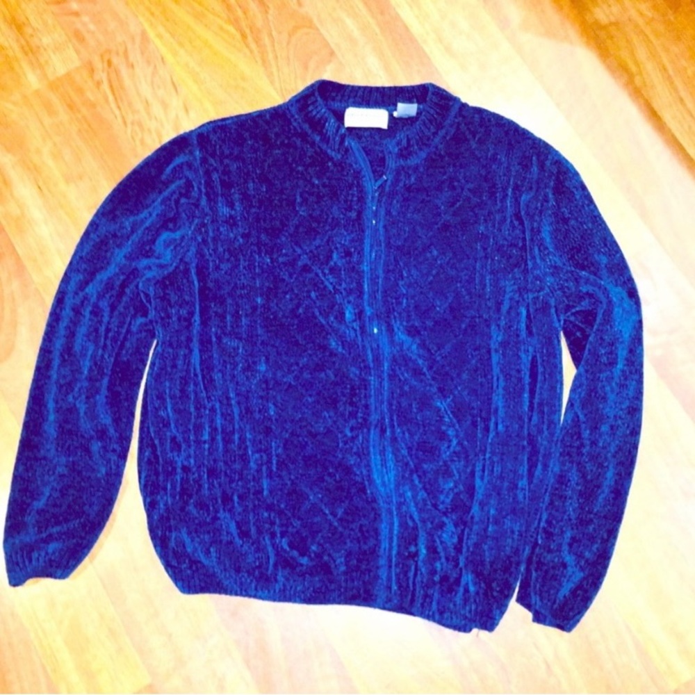 Blue cable knit ZIP Up Sweater